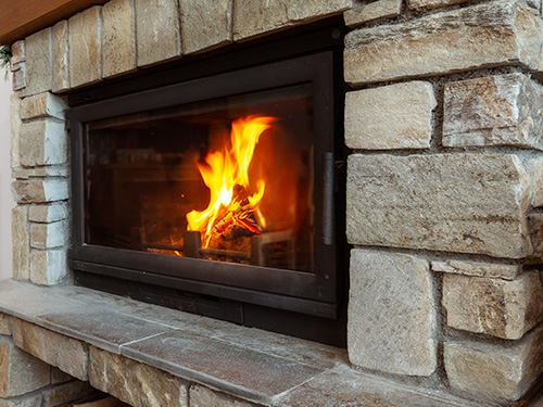 closeup of fireplace